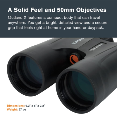Celestron 71348 Outland X 10x50 Roof Prism Binoculars, Black