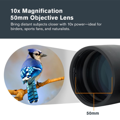 Celestron 71348 Outland X 10x50 Roof Prism Binoculars, Black