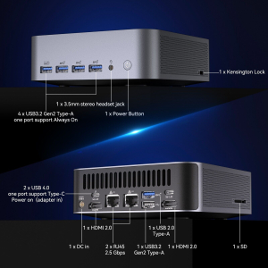 GEEKOM GT1 Mega Mini PC, Intel Core Ultra 9 185H, 32GB DDR5 RAM, 2TB SSD