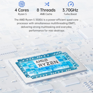 GMKtec G10 Mini PC Ryzen 5 3500U (Beats N150), 16GB RAM 512GB SSD 2.5GbE NIC LAN Office Home Desktop Computers, Triple 4K Display, WiFi, BT, USB-C, DP