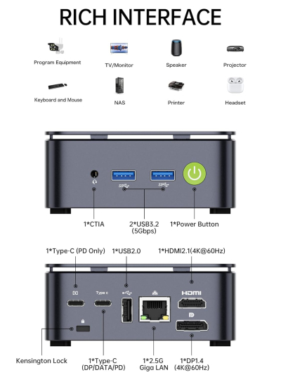 GMKtec G10 Mini PC Ryzen 5 3500U (Beats N150), 16GB RAM 512GB SSD 2.5GbE NIC LAN Office Home Desktop Computers, Triple 4K Display, WiFi, BT, USB-C, DP