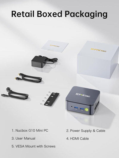 GMKtec G10 Mini PC Ryzen 5 3500U (Beats N150), 16GB RAM 512GB SSD 2.5GbE NIC LAN Office Home Desktop Computers, Triple 4K Display, WiFi, BT, USB-C, DP