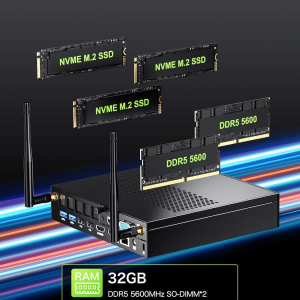 GMKtec Mini PC Workstation, Intel Core i9 13900HK(14C/20T) up to 5.4GHz, Mini Computer 16GB DDR5 512GB SSD, 8X USB Ports/COM/HDMI/DP for Office Business