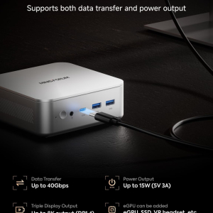 MINISFORUM AI370 Mini PC, AMD Ryzen AI 9 HX 370 Processor, LPDDR5X-7500MHz 32GB RAM, 1TB PCle SSD, AMD Radeon 890M, Dual LAN RJ45 2.5G/Wi-FI 6E/BT 5.3, HDMI 2.1/DP 2.0/USB4,Copilot