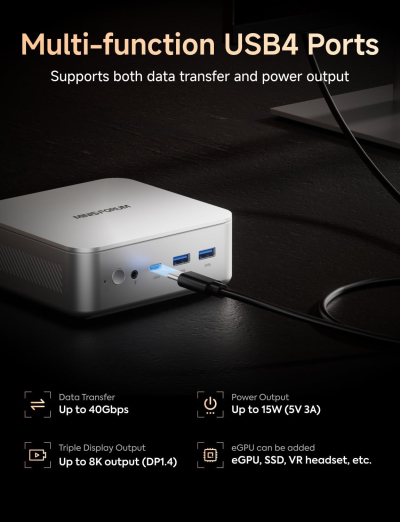 MINISFORUM AI370 Mini PC, AMD Ryzen AI 9 HX 370 Processor, LPDDR5X-7500MHz 32GB RAM, 1TB PCle SSD, AMD Radeon 890M, Dual LAN RJ45 2.5G/Wi-FI 6E/BT 5.3, HDMI 2.1/DP 2.0/USB4,Copilot