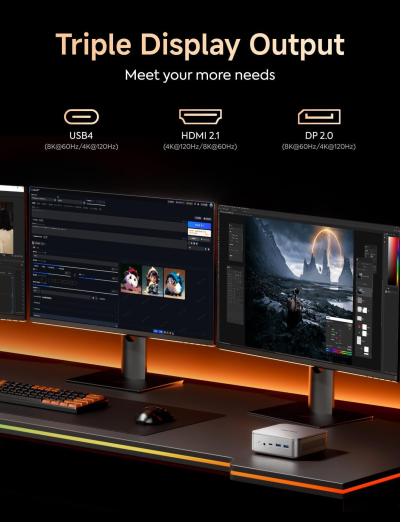 MINISFORUM AI370 Mini PC, AMD Ryzen AI 9 HX 370 Processor, LPDDR5X-7500MHz 32GB RAM, 1TB PCle SSD, AMD Radeon 890M, Dual LAN RJ45 2.5G/Wi-FI 6E/BT 5.3, HDMI 2.1/DP 2.0/USB4,Copilot