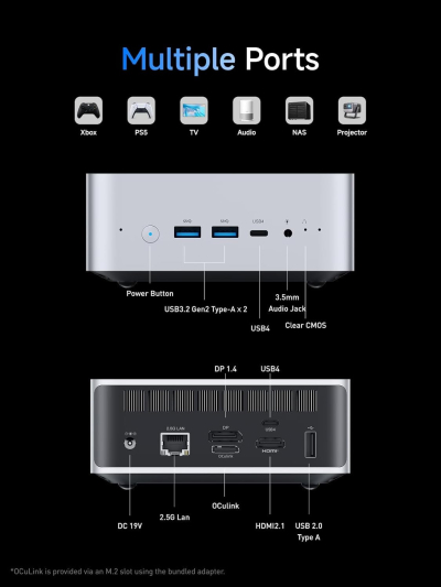 MINISFORUM M1 Pro-285H AI Mini PC, Intel Core Ultra 9 Processor 285H (16C/16T, Up to 5.4GHz), 32GB DDR5-5600GHz RAM, 1TB M.2 PCIe4.0 SSD,USB4/RAID/OCuLink/Wi-Fi 7/BT 5.4, 4K...