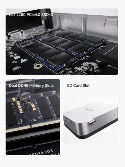 MINISFORUM Mini PC AI X1 Pro Barebone with AMD Ryzen AI 9 HX370(12C/24 T)&AMD Radeon 890M Mini Gaming PC,8K Quad Output(HDMI+DP+2xUSB4),Dual 2.5 LAN/WIFI7/BT5.4/Oculink,Copilot...