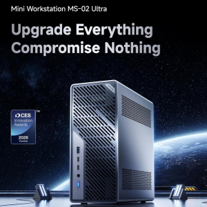 MINISFORUM MS-02 Ultra Workstation Mini PC, Intel Core Ultra 9 285HX (24C/24T, up to 5.5GHz), PCIe 5.0 x16, 4× DDR5 Slots, 4× M.2 Slots, USB4 v2 80Gbps, Dual 25GbE+10GbE+2.5GbE,...