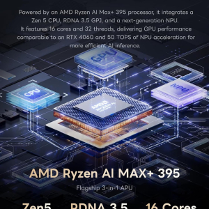 MINISFORUM MS-S1 MAX Mini AI Workstation PC, AMD Ryzen AI Max+ 395 (16C/32T),RDNA3.5 GPU,128GB LPDDR5x UMA RAM,Dual M.2 PCIe 4.0, PCIe x16 Slot, USB4 V2(80Gbps)& Dual 10GbE,...