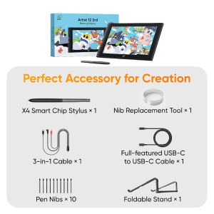 XPPen Artist 12 3rd Drawing Tablet, 11.9 Inch FHD Portable Graphics Display with X-Dial, 16K Pen Pressure, Supports Windows/macOS, Ideal for Graphic Design & Illustration &...