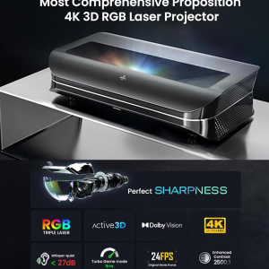 AWOL VISION LTV-2500 4K UHD Ultra Short Throw Triple Laser Projector with Dolby Vision & Atmos, Active 3D, 150", HDR10+, UST Laser TV Projector (Fire TV Stick 4K Max included)