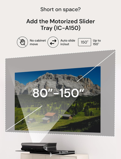 AWOL VISION LTV-2500 4K UHD Ultra Short Throw Triple Laser Projector with Dolby Vision & Atmos, Active 3D, 150", HDR10+, UST Laser TV Projector (Fire TV Stick 4K Max included)