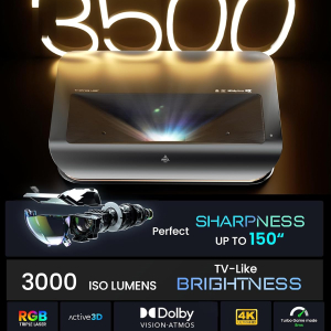 AWOL VISION LTV-3500 Pro 150" 4K Laser TV, 3000 ISO Lumens, Ultra Short Throw Projector 4K Laser HDR10+, with Dolby Vision& Atmos 3D Home Cinema UST Projector (Fire TV Stick Max...