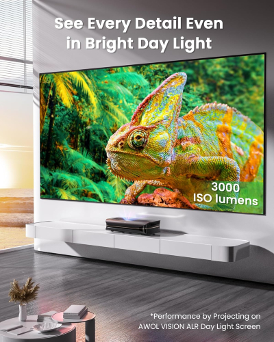 AWOL VISION LTV-3500 Pro 150" 4K Laser TV, 3000 ISO Lumens, Ultra Short Throw Projector 4K Laser HDR10+, with Dolby Vision& Atmos 3D Home Cinema UST Projector (Fire TV Stick Max...