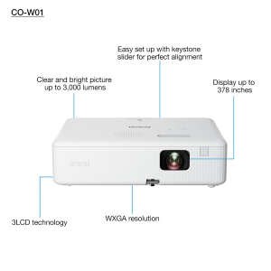 Epson CO-W01 Data Projector 3000 ANSI lumens 3LCD WXGA