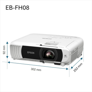 Epson EB-FH08 Projector Full HD 1080p, 3600 Lumens, 332 Inch Display, Up to 18 years Lamp Life, Home Cinema Projector White