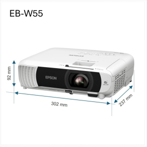 Epson EB-W55 1200x800 WXGA Projector, 4000 ANSI Lumens, 3LCD, 320-inch Display, Built-in 2W Speaker