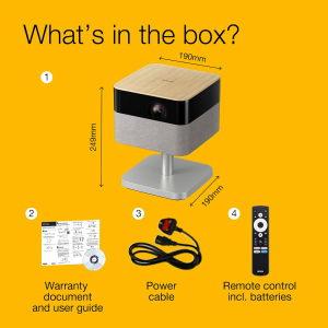 Epson Lifestudio Flex Plus EF-72 Oak, Portable Smart Projector, Sound by Bose, Google TV, 4K Pro UHD, Ambient Lighting, Adjustable Stand, Indoor/Outdoor Use, 5-year warranty*