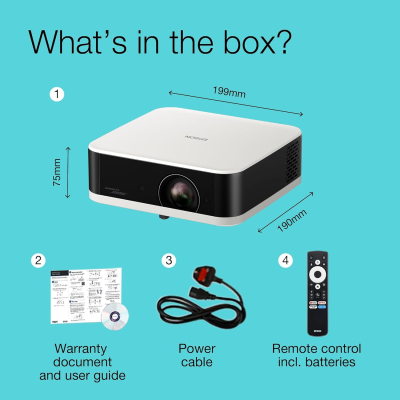 Epson Lifestudio Pop EF-61W Diamond White, Portable Smart Projector, Sound by Bose, Google TV, Full HD, Indoor/Outdoor Use, 5-year warranty*