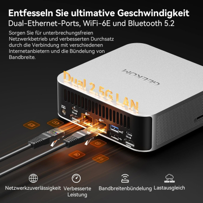 GEEKOM AI Mini PC A8 Max with AMD Ryzen 9 8945HS, 3 Year Warranty, 32 GB DDR5 RAM (Not Fixed LPDDR) 1 TB SSD, Micro PC W-11 Pro | 8 USB Ports | 8K UHD | Dual LAN Port, for...