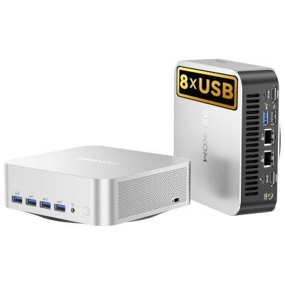 GEEKOM AI Mini PC A8 Max with AMD Ryzen 9 8945HS, 3 Year Warranty, 32 GB DDR5 RAM (Not Fixed LPDDR) 1 TB SSD, Micro PC W-11 Pro | 8 USB Ports | 8K UHD | Dual LAN Port, for...
