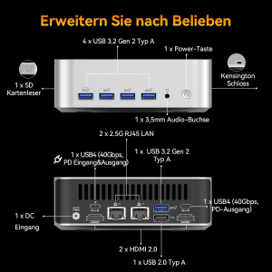 GEEKOM AI Mini PC A8 Max with AMD Ryzen 9 8945HS, 3 Year Warranty, 32 GB DDR5 RAM (Not Fixed LPDDR) 1 TB SSD, Micro PC W-11 Pro | 8 USB Ports | 8K UHD | Dual LAN Port, for...