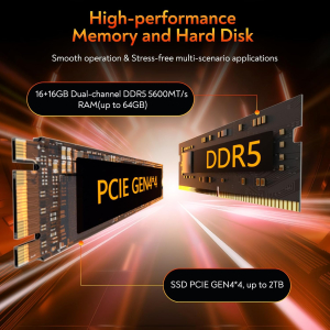 GEEKOM AI Mini PC AE8, Windows 11 Pro Mini Computer, with AMD Ryzen 9 8945HS (up to 5.2 GHz), 32GB DDR5 5600MHz + 1TB SSD Mini PC Gaming, AMD Radeon 780M/USB 4.0/WiFi 6E/BT5.2...