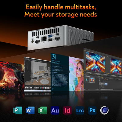 GEEKOM AI Mini PC AE8, Windows 11 Pro Mini Computer, with AMD Ryzen 9 8945HS (up to 5.2 GHz), 32GB DDR5 5600MHz + 1TB SSD Mini PC Gaming, AMD Radeon 780M/USB 4.0/WiFi 6E/BT5.2...