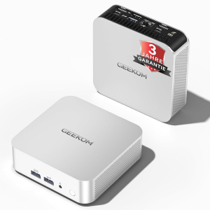 GEEKOM Mini PC A5 Pro with AMD Ryzen 5 7430U, 16GB Upgradable DDR4 RAM (No Fixed LPDDR) + 512GB SSD, Compact Mini Desktop PC W-11 Pro, 6 x USB, Quad Display, for Business