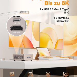 GEEKOM Mini PC A5 with AMD Ryzen 5 7430U, 16GB RAM 1TB SSD (max.64GB + 4TB), Windows 11 Pro, Ultra Quiet Compact Desktop PC with AMD Radeon Graphics, Dual HDMI 4K Output, SD...