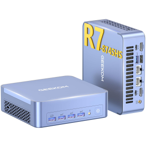 GEEKOM Mini PC AX8 Max Windows 11 Pro Pre-Installed with AMD Ryzen 7 8745HS, 1TB SSD + 16GB DDR5, AMD Radeon 780M | 2.5Gbps Dual LAN Port | 8K Quad Display | 2xUSB4 for...
