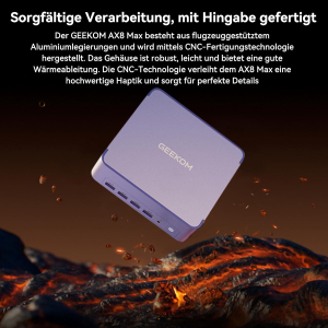 GEEKOM Mini PC AX8 Max Windows 11 Pro Pre-Installed with AMD Ryzen 7 8745HS, 1TB SSD + 16GB DDR5, AMD Radeon 780M | 2.5Gbps Dual LAN Port | 8K Quad Display | 2xUSB4 for...