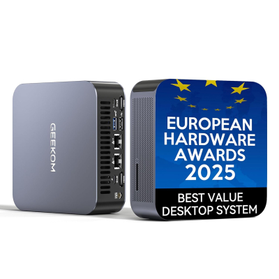 GEEKOM Mini PC AX8 Max Windows 11 Pro Pre-Installed with AMD Ryzen 7 8745HS, 1TB SSD + 16GB DDR5, AMD Radeon 780M | 2.5Gbps Dual LAN Port | 8K Quad Display | 2xUSB4 for...