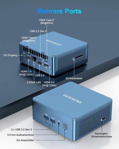 GEEKOM Mini PC Mini IT13, Intel i9-13900H Mini Computer (14 Cores, 20 Threads, up to 5.4 GHz), 32 GB DDR4 2 TB SSD Mini PC Windows 11 Pro, NUC13 i9 Mini Desktop PC, 8K Iris Xe...