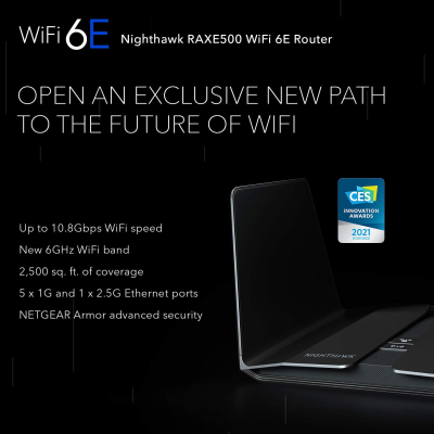 NETGEAR Nighthawk 12-Stream WiFi 6E Router (RAXE500) | AXE11000 Tri-Band Wireless Speed (Up to 10.8 Gbps) |New 6 GHz Band | 2,500 Sq. Ft. Coverage