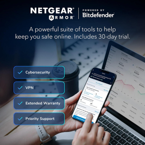 NETGEAR Nighthawk Dual Band WiFi 7 Router (RS200) – security features, Wireless BE6500 speed (up to 6.5 Gbps) – covers up to 2,000 sq.ft., 80 devices – 2.5 GB Internet port