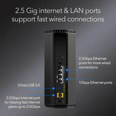 NETGEAR Nighthawk Tri-Band WiFi 7 Router (RS300) – security features, BE9300 wireless speed (up to 9.3 Gbps) – covers up to 2,500 sq.ft., 100 devices – 2.5 GB internet port