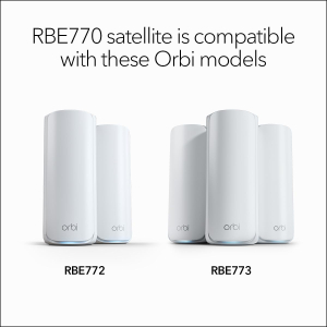 NETGEAR Orbi 770 Series Tri-band WiFi 7 Mesh Add-on Satellite (RBE770) – Works with Orbi RBE772 and RBE773 – Adds Coverage up to 180 m2-2.5 Gig Internet Port, BE11000 802.11be...