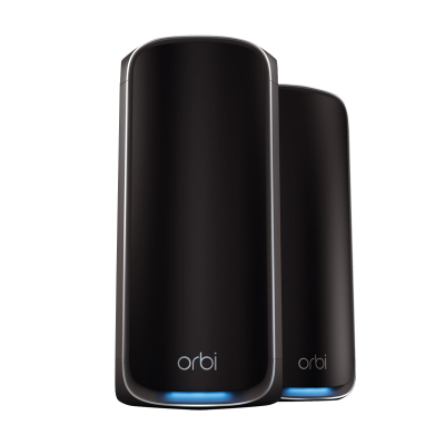NETGEAR Orbi 970 Series (RBE972SB) Quad-Band WiFi 7 Mesh System Black Edition - Router + 1 Satellite Extender, Security Features, Up to 27 Gbps, Covers 5,400 sq. ft., 200...