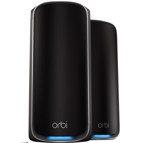 NETGEAR Orbi 970 Series (RBE972SB) Quad-Band WiFi 7 Mesh System Black Edition - Router + 1 Satellite Extender, Security Features, Up to 27 Gbps, Covers 5,400 sq. ft., 200...