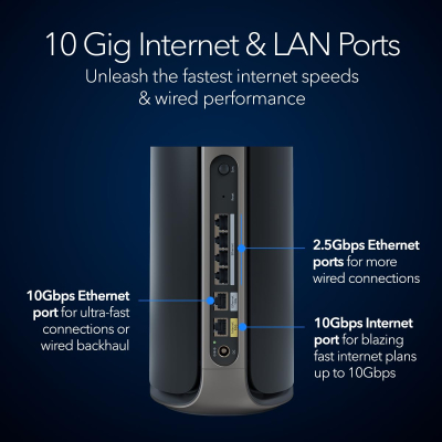 NETGEAR Orbi 970 Series (RBE972SB) Quad-Band WiFi 7 Mesh System Black Edition - Router + 1 Satellite Extender, Security Features, Up to 27 Gbps, Covers 5,400 sq. ft., 200...