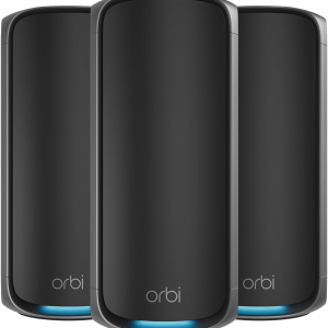NETGEAR Orbi 970 Series (RBE973SB) Quad-Band WiFi 7 Mesh System Black Edition - Router + 2 Satellite Extenders, Security Features, Up to 27 Gbps, Covers 8,200 sq. ft., 200...