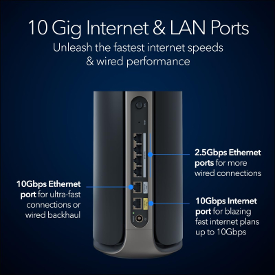NETGEAR Orbi 970 Series (RBE973SB) Quad-Band WiFi 7 Mesh System Black Edition - Router + 2 Satellite Extenders, Security Features, Up to 27 Gbps, Covers 8,200 sq. ft., 200...