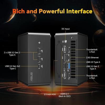NUC 14 Pro AI Mini PC, Ultra 7 155H (16C/22T, Up to 4.8GHz) Mini Computer, 32GB DDR5 Ram & 1TB PCIe 4.0 SSD Desktop Computer Intel Arc Gpu/AI GC/AI Boost/AI Ready/BT5.3/WiFi...