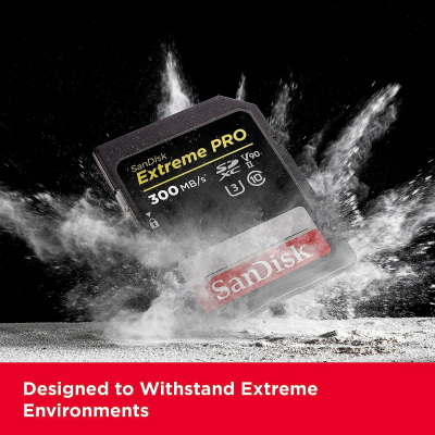 SanDisk 512GB Extreme PRO SDXC card, SD Card, V90 Memory Card, 8K, 4K and Full HD Video, up to 300 MB/s Shock, Temperature, Water and X-Ray Proof, UHS-II, Class 10 U3