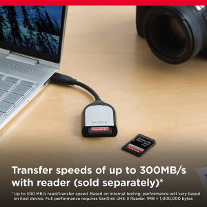 SanDisk 512GB Extreme PRO SDXC card, SD Card, V90 Memory Card, 8K, 4K and Full HD Video, up to 300 MB/s Shock, Temperature, Water and X-Ray Proof, UHS-II, Class 10 U3