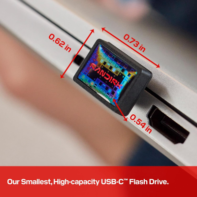 SANDISK Extreme Fit, USB-C Flash Drive 1TB (Up to 400MB/s read speeds, plug-and-stay storage, USB 3.2 Gen 1, USB Type-C, SANDISK Memory Zone app)