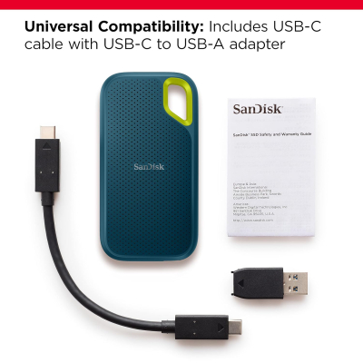 SANDISK Extreme Portable SSD 4TB (up to 1050 MB/s read, 1,000MB/s write, USB-C, NVMe Solid State Performance, IP65 rated for dust and water resistance, Updated Firmware) Monterey