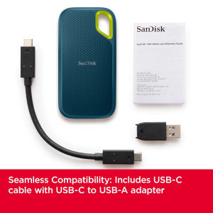 SANDISK Extreme Portable SSD 8TB (up to 1050 MB/s read, 1,000MB/s write, USB-C, NVMe Solid State Performance, IP65 rated for dust and water resistance, Updated Firmware) Monterey